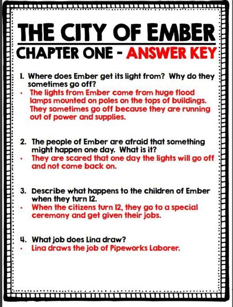 city of ember comprehension questions.